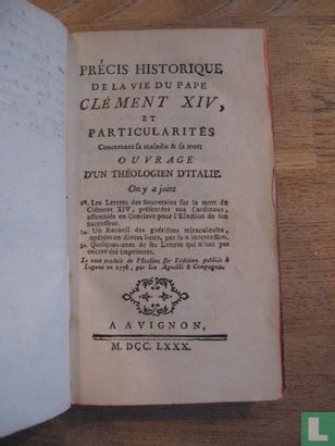 Précis historique de la vie du pape Clément XIV - Afbeelding 1