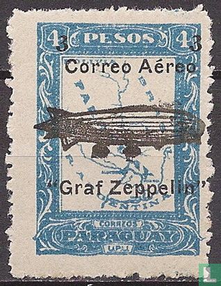 Dirigeable de vol en Amérique du Sud Graf Zeppelin (avec surcharge)