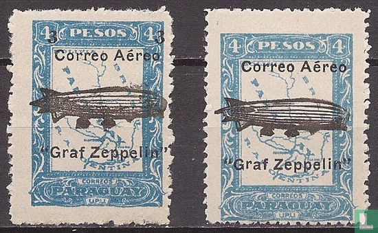 Dirigeable de vol en Amérique du Sud Graf Zeppelin (avec surcharge)