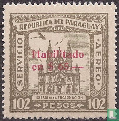 Post and telegraph office & churches with overprint