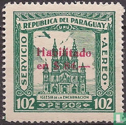 Post and telegraph office & churches with overprint