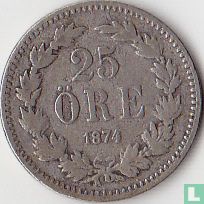 Sweden 25 öre 1874 - Image 1