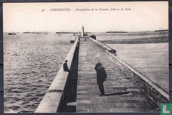 Cherbourg, Perspective de la Grande Jetée et la Rade