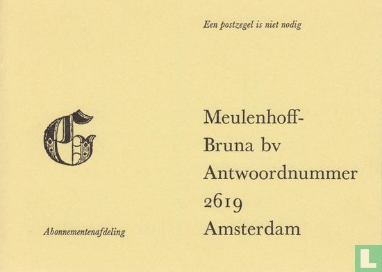 Antwoordkaart  Meulenhoff-Bruna bv - Afbeelding 1