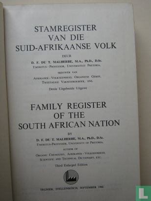 Stamregister van die Suid-Afrikaanse Volk + Family register of the South African Nation - Afbeelding 3