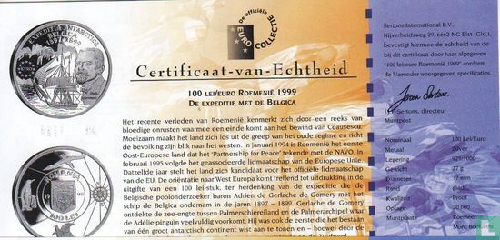 Rumänien 100 Lei 1999 (PP) "100th Anniversary - Belgica Expedition" - Bild 3