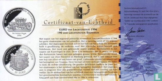 Liechtenstein 20 euro 1996 - Image 3