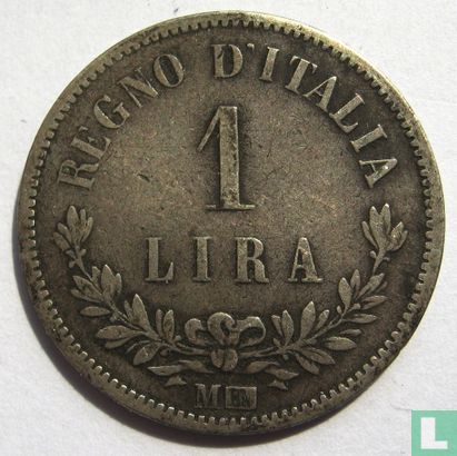 Italië 1 lira 1863 (M - zonder gekroonde wapenschild) - Afbeelding 2