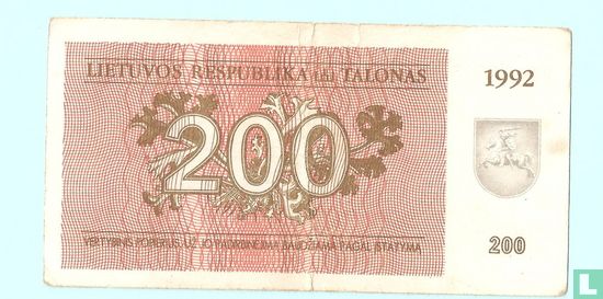 Lituanie 200 talonas 1992 - Image 1