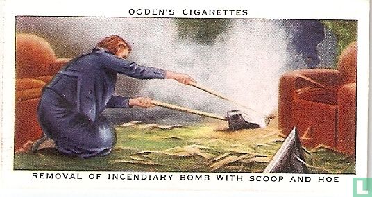 Removal of Incendiary Bomb With Scoop and Hoe.