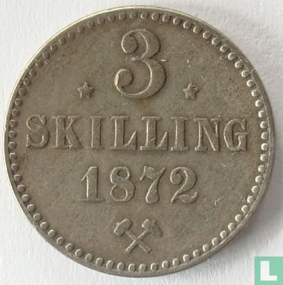 Norvège 3 skilling 1872 (étoiles) - Image 1