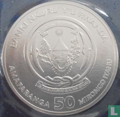 Rwanda 50 francs 2013 (sans marque privy) "Cheetah" - Image 2