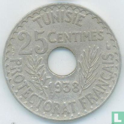Tunesië 25 centimes 1938 (AH1357) - Afbeelding 1