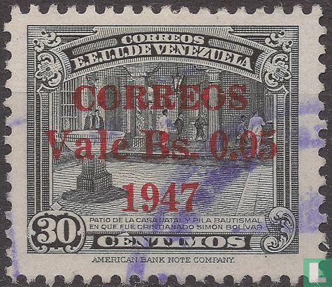 House Bolivar with red overprint