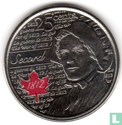 Canada 25 cents 2013 (gekleurd) "Bicentenary War of 1812 - Laura Secord" - Afbeelding 2