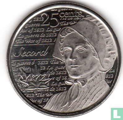 Canada 25 cents 2013 (non coloré) "Bicentenary War of 1812 - Laura Secord" - Image 2
