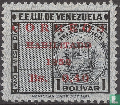 Telegraph stamp with overprint