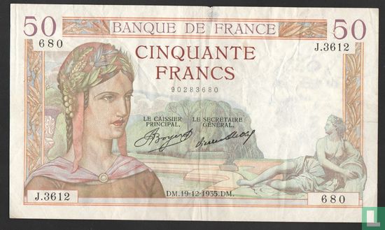 50 Francs "Cérès" 1935 - Bild 1