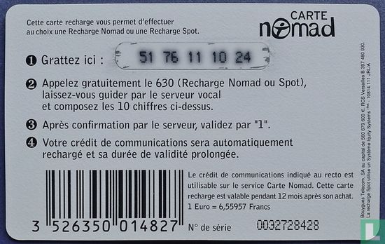 Recharge Bouygues Telecom - Carte Nomad - small 95F/14,48€  - Bild 2