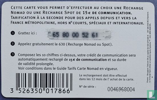 Recharge Bouygues Telecom - Carte Nomad - A la seconde - 15€  - Image 2