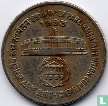 India 1 rupee 1993 "Inter parliamentary union conference" - Afbeelding 1