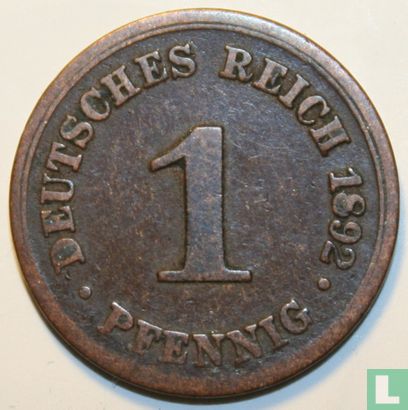 Duitse Rijk 1 pfennig 1892 (F) - Afbeelding 1