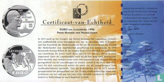 Luxemburg 20 euro 1996 "Prins Hendrik" - Afbeelding 3