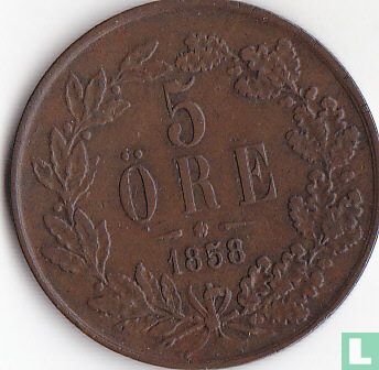 Zweden 5 öre 1858 (1858/7) - Afbeelding 1