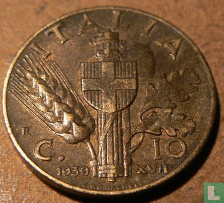 Italy 10 centesimi 1939 (aluminium-bronze) - Image 1