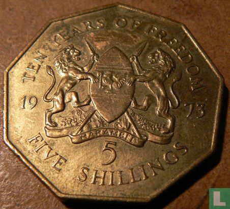 Kenya 5 shillings 1973 "10th anniversary of independence" - Image 1
