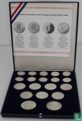 Nederland combinatie set "De 19 zilveren munten van Koningin Juliana 1948 - 1980" - Afbeelding 1