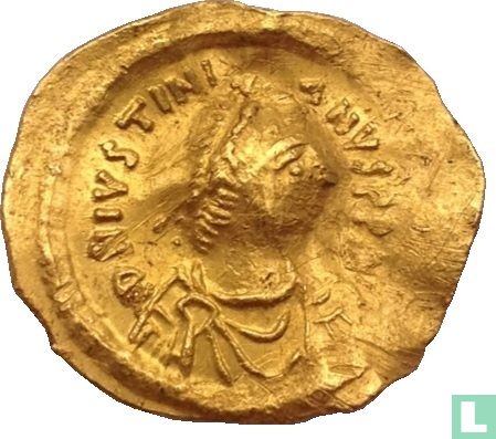 Byzantijnse Rijk - AV Tremissis Justinianus I  527 - 565 n. Chr. - Afbeelding 1