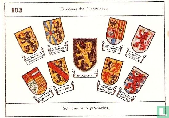 Schilden der 9 provincies.