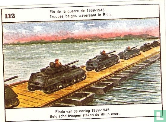 Einde van de oorlog 1939-1945. Belgische troepen steken de Rhijn over