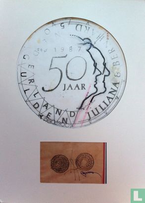 50 Conception de pièce de monnaie Florin Pays-Bas 1987