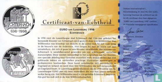 Luxemburg 20 euro 1998 "Echternach" - Bild 3