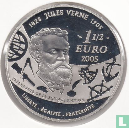 France 1½ euro 2005 (PROOF) "100th anniversary Death of Jules Verne - 20.000 leagues under the sea" - Image 1