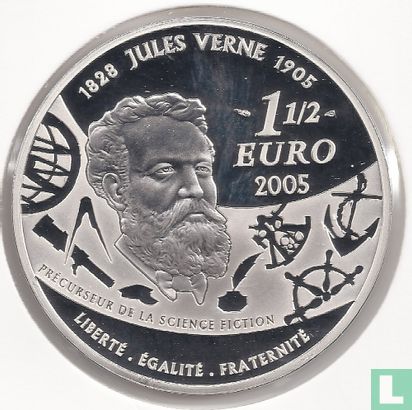Frankreich 1½ Euro 2005 (PP) "100th anniversary Death of Jules Verne - around the World in 80 days" - Bild 1