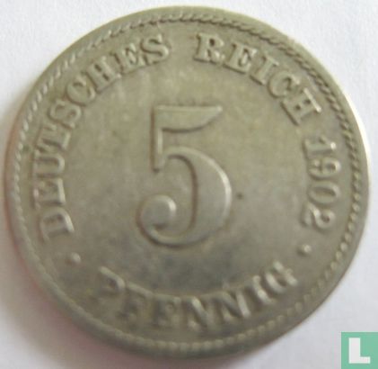 Duitse Rijk 5 pfennig 1902 (F) - Afbeelding 1