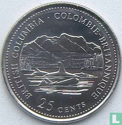 Canada 25 cents 1992 "125th anniversary of the Canadian Confederation - British Columbia" - Afbeelding 2