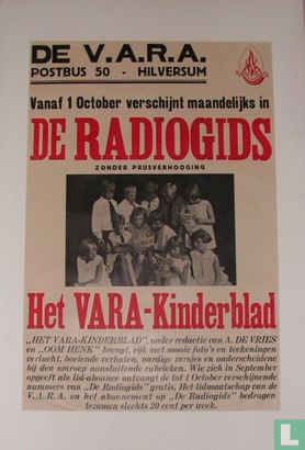 Vanaf 1 october verschijnt maandelijks in de radiogids; Het VARA kinderblad.