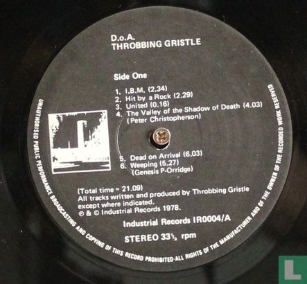 D.o.A. The Third and Final Report of Throbbing Gristle - Afbeelding 3