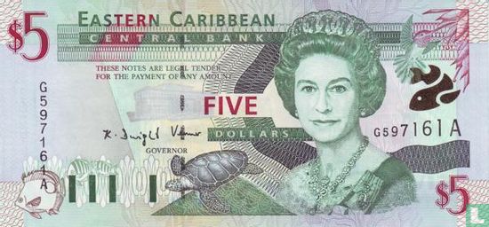 Oost. Caraïben 5 Dollars ND (2000)  A (Antigua) - Afbeelding 1