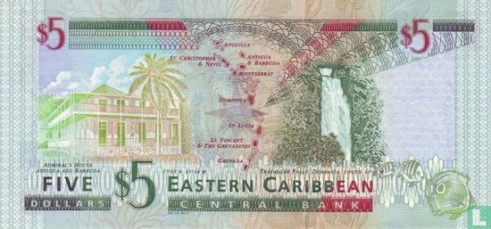 East. Caribbean 5 Dollars ND (2000) A (Antigua) - Image 2