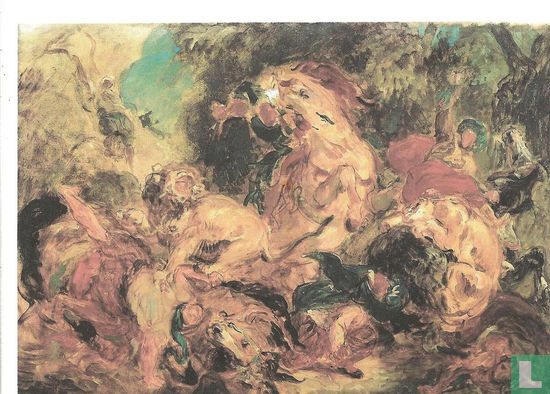 La chasse au lion - Delacroix, Eugene - Afbeelding 1