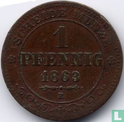 Saksen-Albertine 1 pfennig 1863 - Afbeelding 1
