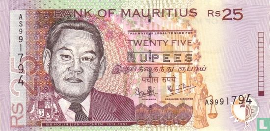 Mauritius 25 Rupees 2009 - Afbeelding 1