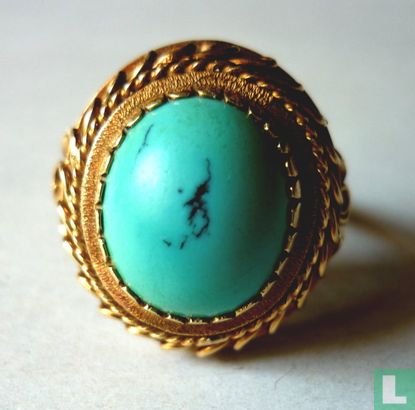 Antieke Gouden Ring met Turkooise edelsteen - Image 2