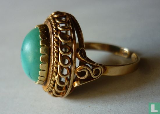 Antieke Gouden Ring met Turkooise edelsteen - Image 3