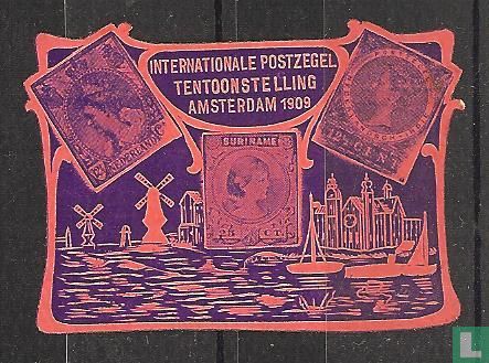 Intern. Postzegeltentoonstelling Amsterdam zwart op rood
